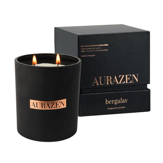 AURAZEN- Bergalav Scented Candle - Non Toxic Beeswax - 220 gram